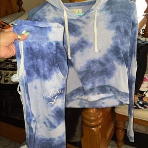 Hollister matching crop top and jogger set size XS
